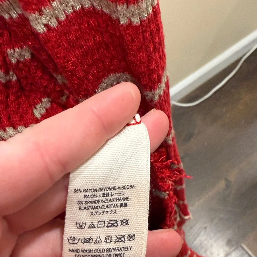 Free People Red and White Striped Long Sleeve Top